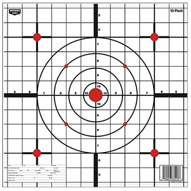 Picture of  Birchwood Casey 37213 Eze-Scorer  12" Bullseye Paper Hanging Black/White 13 Per Pkg 029057372137