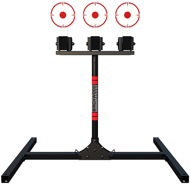 Picture of  Birchwood Casey 3Tpr 3 Spring Loaded Self Resting Targets Plate Rack Black/Red Ar500 Steel 0.37" Thick Standing