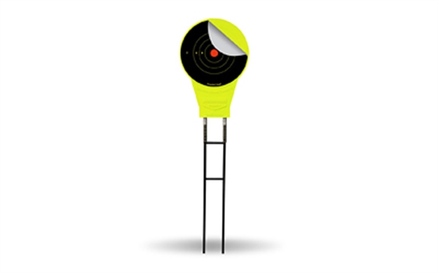 Picture of  Birchwood Casey 48028 Ground Strike Belly Dancer Pistol/Rifle Metal Yellow Bullseye Illustration Impact Enhancement Motion Includes Targets