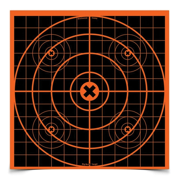 Picture of Birchwood Casey 36123 Big Burst Revealing Target Self-Adhesive Paper Black/Orange 12" Bullseye 3 Pack 36213