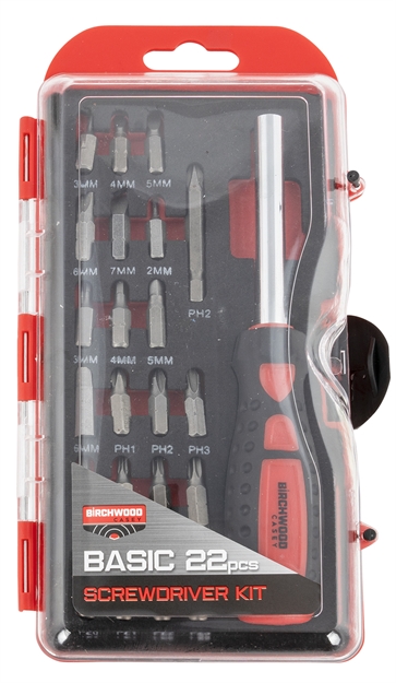 Picture of Birchwood Casey Basic Screwdriver Set - 22 PC Kit /3,4,5,6,7Mm Slotted /Ph1, Ph2, Ph3 /T10, T20, T25, T30 /2,3,4,5,6Mm Hex /50Mm Ph2 BC-BSDS