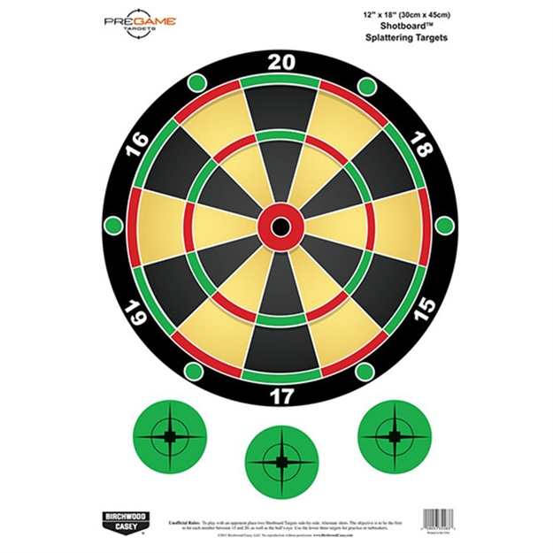 Picture of  Birchwood Casey 35562 Pregame Shotboard Hanging Paper All Firearms 12" X 18" Impact Enhancement Splatter 8 Targets