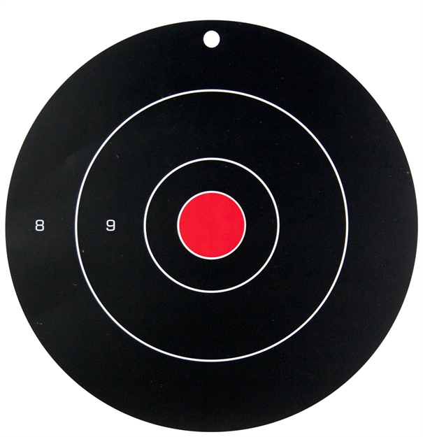 Picture of  Birchwood Casey 35070 Dirty Bird  12" Bullseye Tagboard Hanging Universal Black/Red 100 Per Pkg