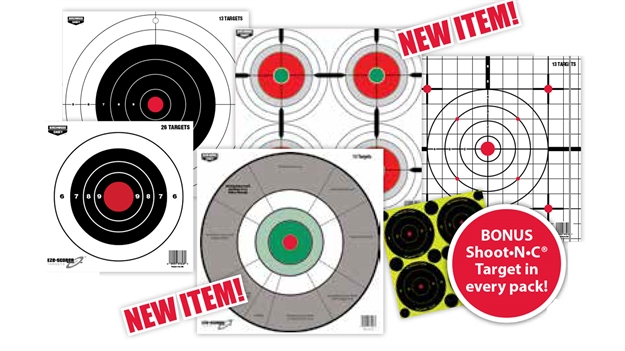 Picture of  Birchwood Casey 37253 Eze-Scorer  12" Bullseye Paper Hanging Multi-Color 13 Per Pkg 029057372533