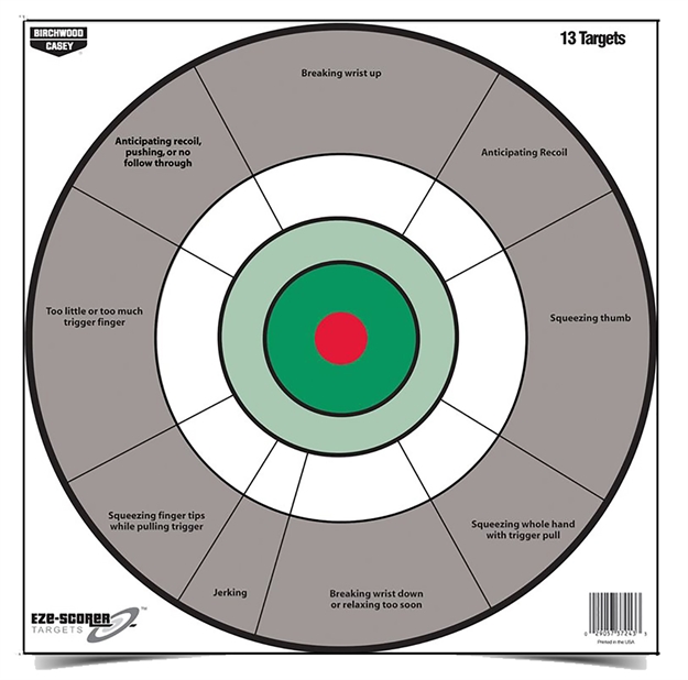 Picture of  Birchwood Casey 37245 Eze-Scorer  12" Bullseye Paper Hanging Gray/White 13 Per Pkg 029057372458