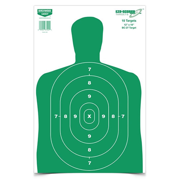 Picture of  Birchwood Casey 37204 Eze-Scorer Bc-27 Silhouette Paper Hanging Universal 12" X 18" Green/White 10 Pk. 029057372045