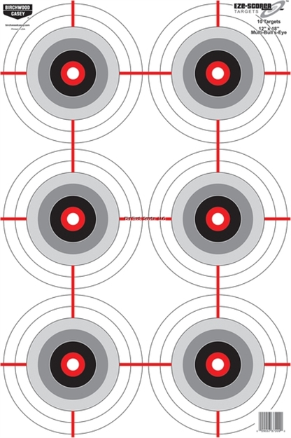 Picture of  Birchwood Casey 37209 Eze-Scorer  Bullseye Paper Universal 12" X 18" Black/White 10 Pk.