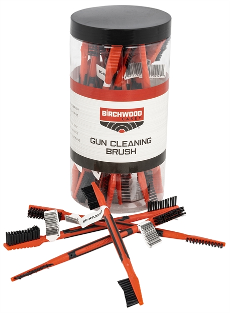 Picture of Birchwood Casey Nylbrsh2 Cleaning Brush  Plastic Nylon Bristles Double Ended Tip 25 Pack BC-NYLBRSH-25PK