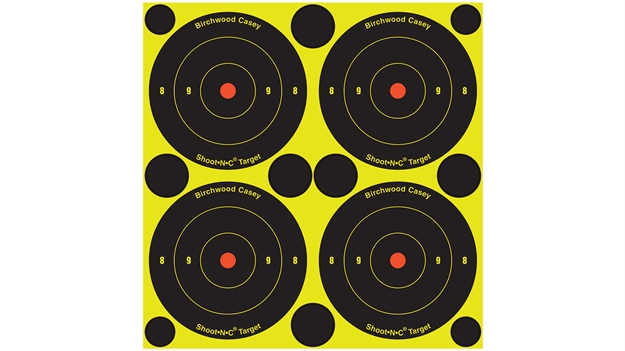 Picture of  Birchwood Casey 34315 Shoot-N-C Reactive Target Self-Adhesive Paper Black/Yellow 3" Bullseye 12 Pack