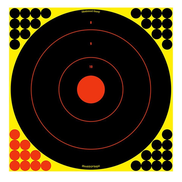 Picture of  Birchwood Casey 34170 Shoot-N-C Reactive Target Self-Adhesive Paper Black/Yellow/Red 17.25" Bullseye 100 Pack