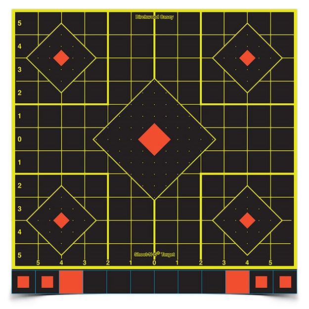 Picture of  Birchwood Casey 34211 Shoot-N-C Sight-In Self-Adhesive Paper Black/Yellow/Red 12" 5-Diamond 100 Pack