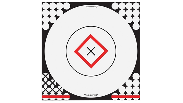 Picture of  Birchwood Casey 34195 Shoot-N-C Reactive Target Self-Adhesive Paper Black/Red/White 17.25" Bullseye 5 Pack