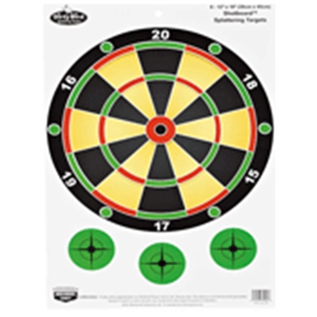 Picture of  Birchwood Casey 35562 Pregame Shotboard Hanging Paper All Firearms 12" X 18" Impact Enhancement Splatter 8 Targets 029057355628