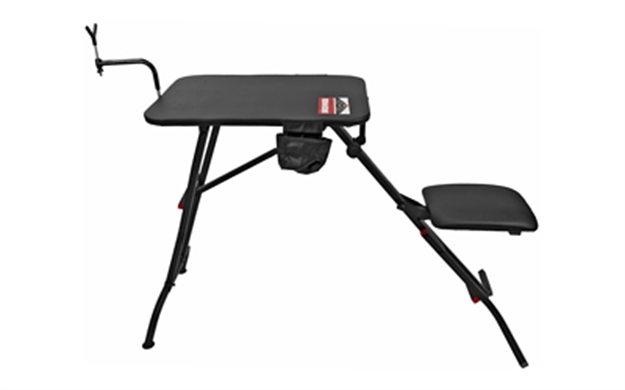 Picture of Birchwood Casey Msb100 Ultra Steady Shooting Bench Black Steel, Folding Seat, Pockets & Adjustable Rubber Coated Gun Rest 21" W X 28" L BC-MSB100