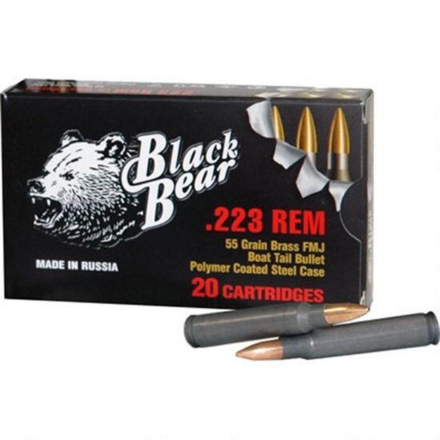 Picture of Black Bear Ammo Bear .223 Remington 55Gr Fmj Brass Leadcore Bullet 20Pk