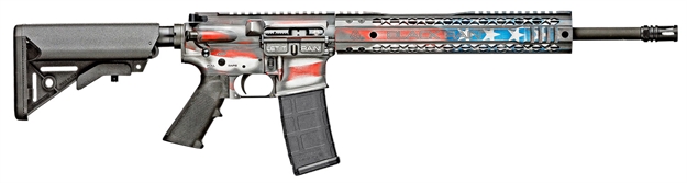 Picture of Black Rain Bropatriotamerica Patriot  5.56 Nato 16" 30+1 Black Nitride American Flag Cerakote Enhanced G.I. Sopmod Stock