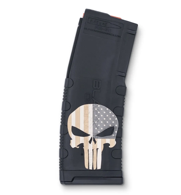 Picture of Black Rain Ordnance Mag30punishw/Flag Magazine  30Rd 223 Rem/5.56 Nato Punisher American Flag Engraving Fits Ar-15 Platform BRO-MAG30-PUNISHW/FLAG 681565224454