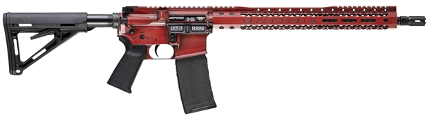 Picture of Black Rain Ordnance Browtprb Spec 15+ WE The People 5.56X45mm Nato 30+1 16", Red Battleworn With Deep Engraving, 15" Slim M-Lok, Magpul Grip/Carbine Stock, Castle Flash Hider BRO-WTP-RB