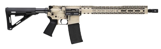 Picture of Black Rain Ordnance Browtplsb Spec 15+ WE The People 5.56X45mm Nato 30+1 16", Light Sand Battleworn With Deep Engraving, 15" Slim M-Lok, Magpul Grip/Carbine Stock, Castle Flash Hider BRO-WTP-LSB 697067868096