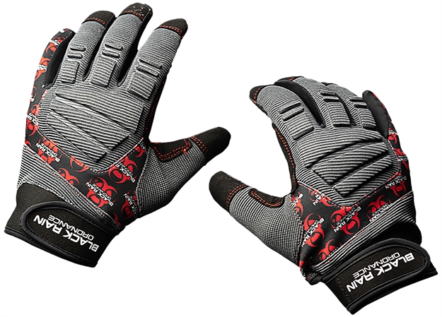 Picture of  Black Rain Ordnance Tactglovegry/Blk/Rd Tactical Gloves  Black/Gray/Red Medium Velcro