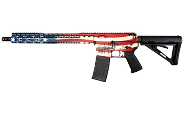 Picture of Black Rain Ordnance Bropatamerica Spec 15+ Patriot 5.56X45mm Nato 30+1 16", American Flag, 15" Slim M-Lok, Magpul Grip/Carbine Stock BRO-SPEC15-AMERICA