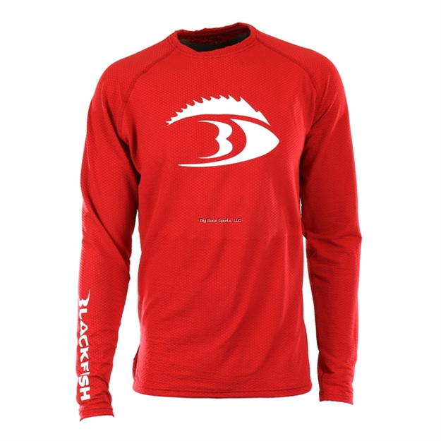 Picture of Blackfish Coolcore Upf Angler Long Sleeve - Fin (Red/White) Size Xxl