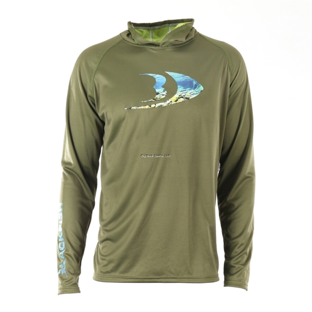 Picture of Blackfish Coolcore Upf Guide Sun Hoodie - Splash (Moss Green) Size XL