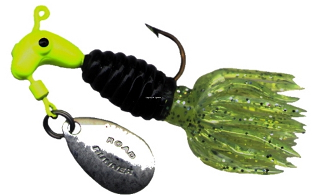 Picture of Road Runner Crappie Thunder Jig W/Spinner, 1/8 Oz, Chartreuse/Black/Chartreuse Strip, Strip Card
