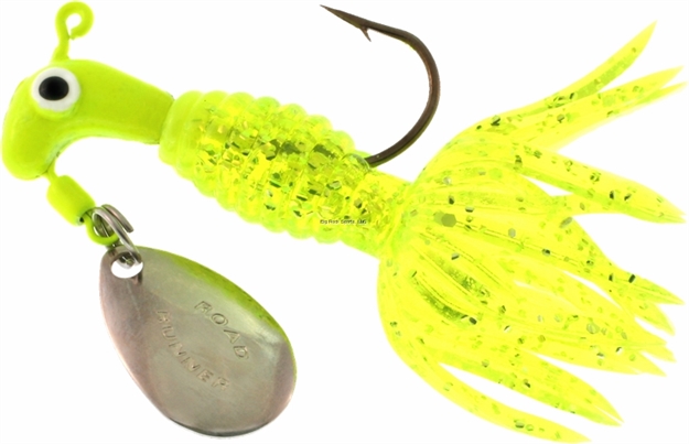Picture of Road Runner Crappie Thunder Jig W/Spinner, 1/8 Oz, Chartreuse/Sparkle Strip, Strip Card