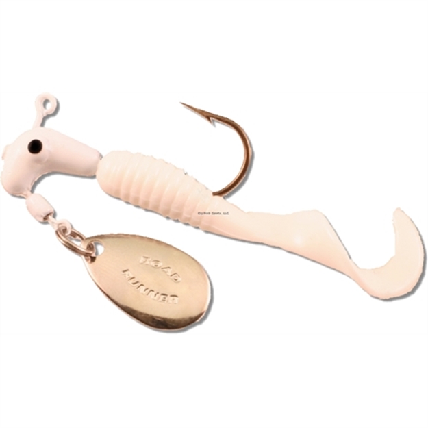 Picture of Road Runner Curly Tail Jig W/Spinner, 1/16 Oz, White, Strip Card