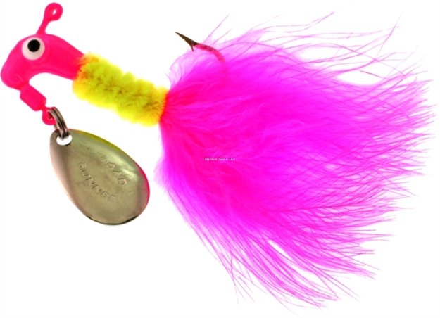 Picture of Road Runner Marabou Jig W/Spinner, 1/16 Oz, Pink/Chartreuse/Pink Strip, Strip Card