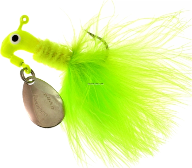 Picture of Road Runner Marabou Jig W/Spinner, 1/16 Oz, Chartreuse/Chartreuse Strip, Strip Card