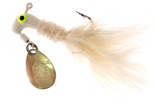 Picture of Road Runner Marabou Jig W/Spinner, 1/16 Oz, White/White Strip, Strip Card