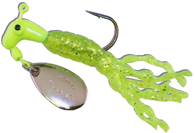 Picture of Road Runner Turbo Tail Jig W/Spinner, 1/8 Oz, Chartreuse/Chartreuse Sparkle Strip, Strip Card