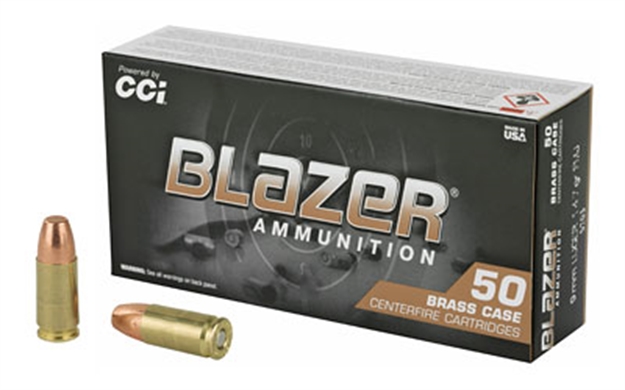Picture of Blazer Ammunition Blazer Brass Centerfire Pistol Ammo 9Mm Luger, 147 Gr, Fmj, 50 Rnd, Boxed 5203-CCI 604544650594