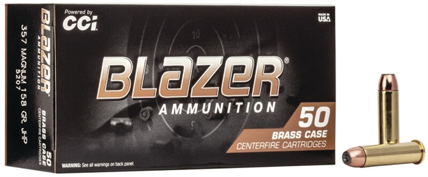 Picture of Blazer Ammunition Blazer Brass Centerfire Pistol Ammo 357 Mag, Jhp, 158 Gr, 1250 Fps, 50 Rnd, Boxed 5207