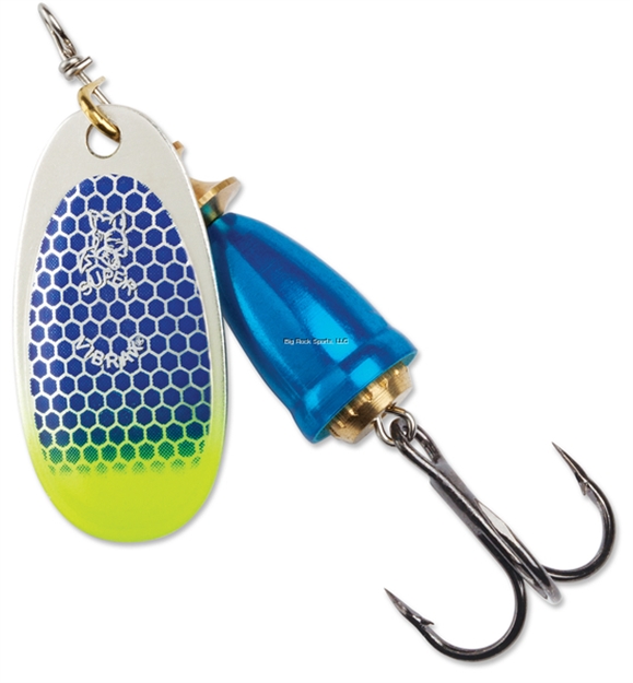 Picture of Blue Fox Classic Vibrax 00, Sinkin, 2", 7/64Oz, Blue Scale/ Chartreuse Tip UV