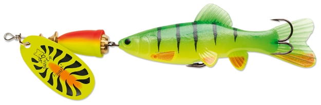 Picture of Blue Fox Vibrax Chaser 2 Lure, 3/10 Oz, 2-4 Ft, Blade Size 2, Treble Hook, Firetiger