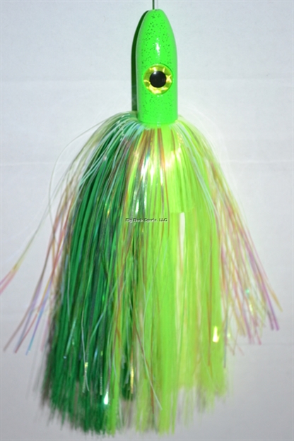 Picture of Blue Water Candy Bullet Jag, 9", 3 1/4 Oz, Green/Chartreuse Skirt/Orange Head