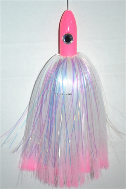 Picture of Blue Water Candy Bullet Jag, 9", 3 1/4 Oz, White With Pink Tips Skirt/Pink Head
