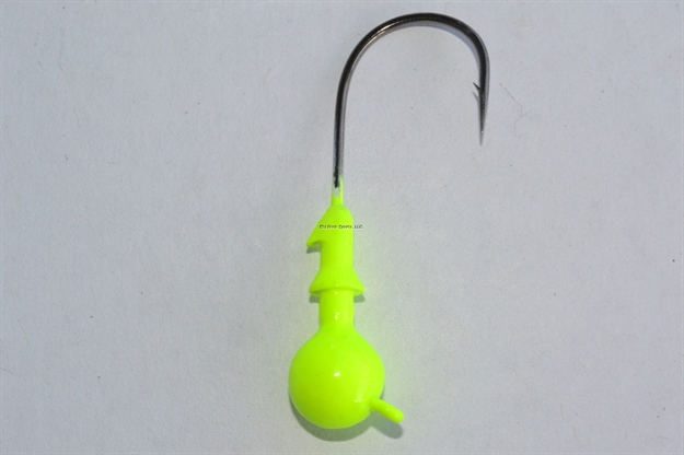 Picture of Blue Water Candy Cross Eyed Ball Jighead, 3/16 Oz, Chartreuse, 5/Pack