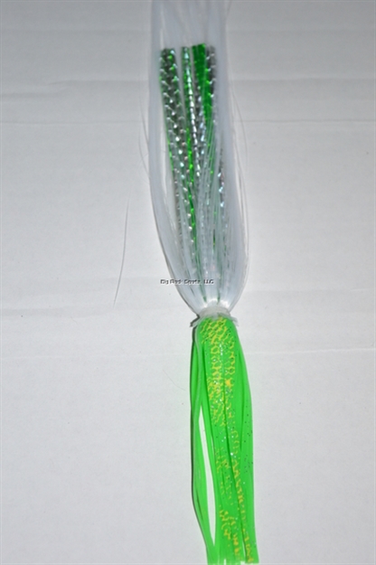 Picture of Blue Water Candy Gaffer Skirt, 1/2 Oz, White ON Green Squid