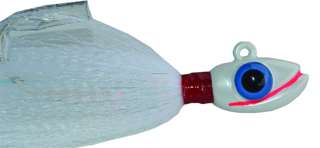 Picture of Blue Water Candy Grinning Gus Fishing Jig, 2 Oz, White Skirt/White Head