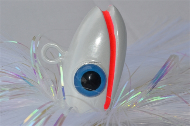Picture of Blue Water Candy Grinning Gus Parachute Lure, 3 Oz, White Skirt/White Head