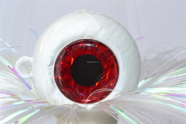 Picture of Blue Water Candy Mojo Fishing Jig, 16 Oz, White Skirt/White Head