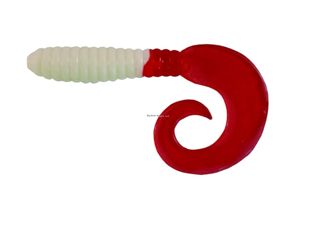 Picture of Blue Water Candy Swirl Tail Lure, 4", White With Red Tail, 12/Pack