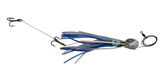 Picture of Blue Water Candy Wedgie Supreme Blue/Silver Squid & Mylar ON Silver Head