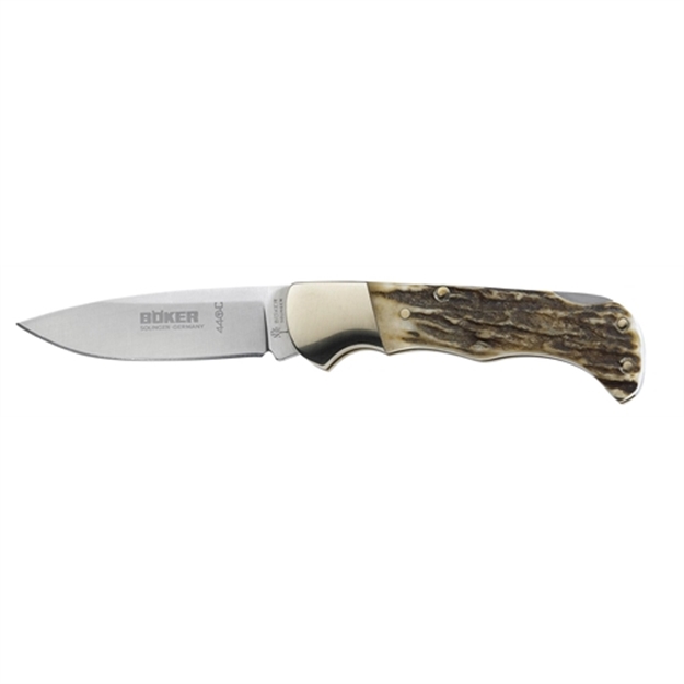 Picture of Boker 110135Hh Folding Hunter Stag 440C Stainless Drop Point Blade Wood