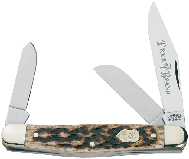 Picture of Boker 7474Ab Classic Folder Multiple Carbon Clip Point/Sheepsfoot/Spey Bone