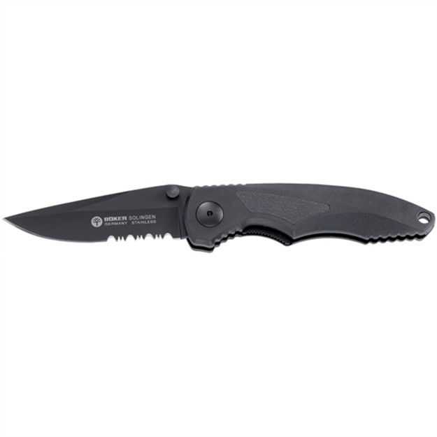 Picture of Boker 90B Gemini Folder Solingen Carbon Drop Point Blade Black Abs
